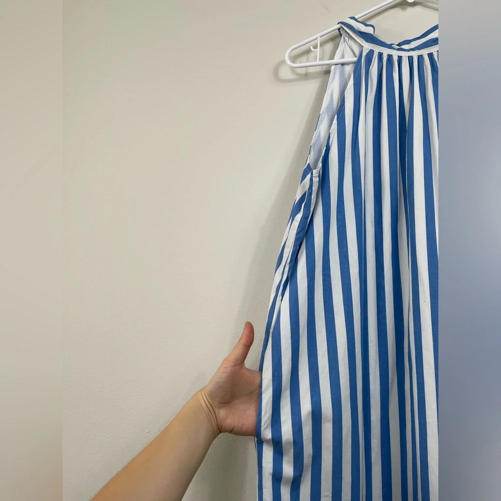 J.Crew Blue and White Striped Cotton Work Summer SunDress Dress Size 12 - Picture 11 of 15